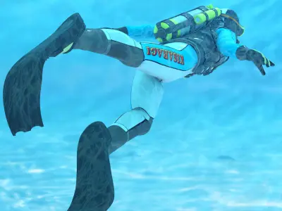 Diver - Dry Suit v2 for Maya Low-poly 3D model