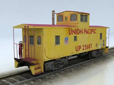 Union Pacific Caboose Low-poly 3D model
