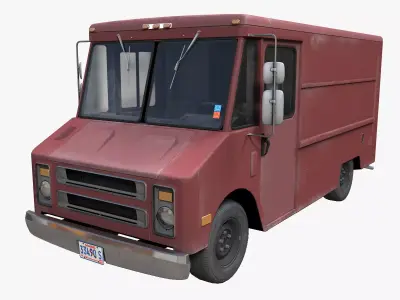 Vintage industrial boxvan Low-poly 3D model