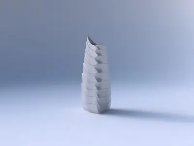 Vase curved tipping triangle 2 with horizontal dents and twis... 3D print model