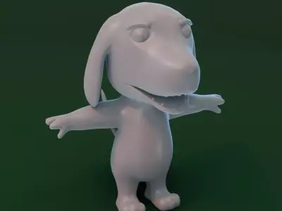 Cartoon Hound Dog Rigged Base Mesh 3D Model Low-poly 3D model