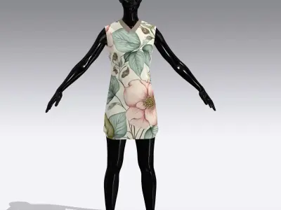 Woman Cloth Dress Low-poly 3D model 8