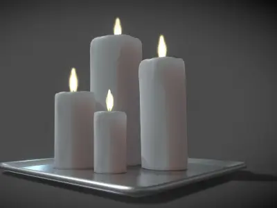 Animated Candles  Low-poly 3D model