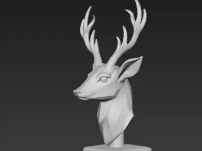 Stylized Fantasy Reindeer Bust  Metallic  3D print model