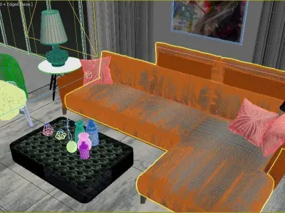 luxury sofa set 3d model furniture  3D model