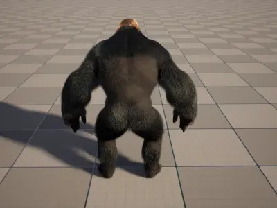 UE5 Gorilla Rigged Fur Low-poly 3D model