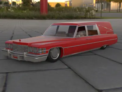 Old Black hearse Car 3D model