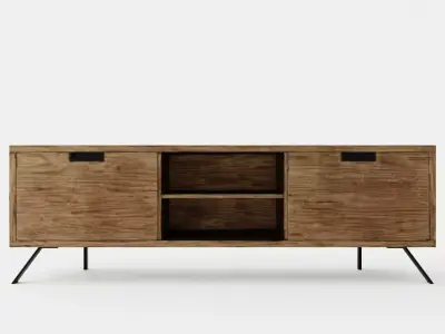 Palma TV Bench 156 Cm Walnut Low-poly 3D model