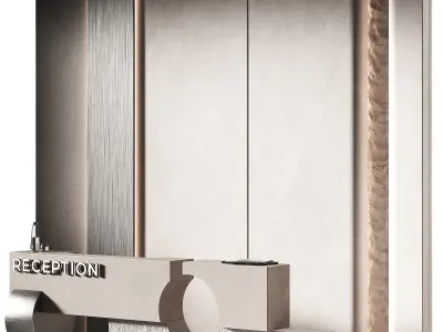 Reception desk Rough stone and Brushed Metal 3D model