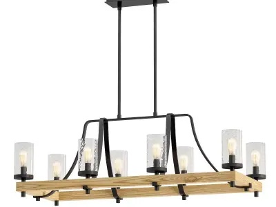 INDUSTRIAL FARMHOUSE WAVY GLASS ISLAND CHANDELIER 3D model