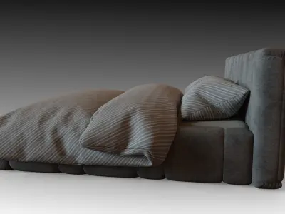 Modern Fabric Bed Free 3D model