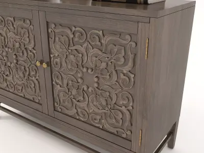 Wooden Cabinet and Decoration 3D model