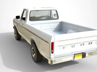 Ford Classic F100 pickup 1976 New White Low-poly 3D model
