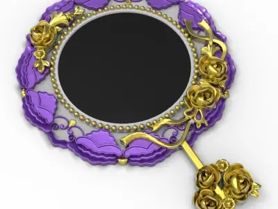 Classic decorative mirror  Low-poly 3D model