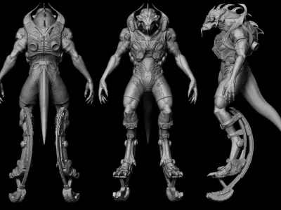 Alien 3D Creature for games and vfx Low-poly 3D model