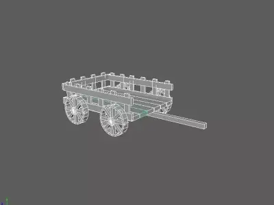 cart-Asset wooden cart in desert Low-poly 3D model
