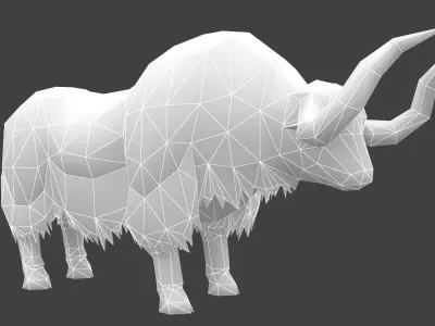animated yak Low-poly 3D model