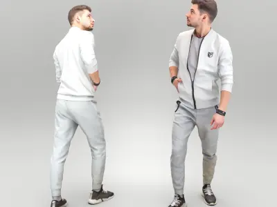 Man in casual gray tracksuit  422 Low-poly 3D model
