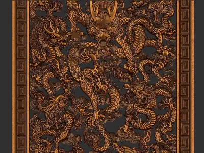 dragons wooden panel with dragon 3D print model