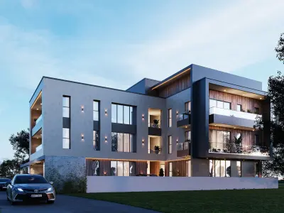 Residential apartment exterior 3d scene 3D model