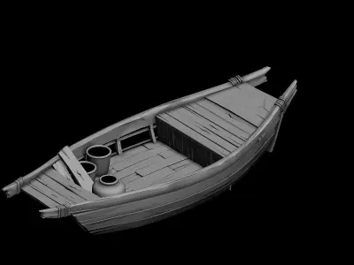 Game Traffic - Small wooden boat 04 3D model