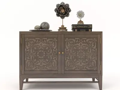 Wooden Cabinet and Decoration 3D model