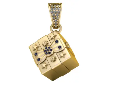 STAR DESIGN CUBE PENDANT 3D PRINTABLE MODEL  3D print model