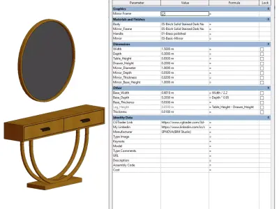 Parametric Mirror and Console Set for Revit 3D model