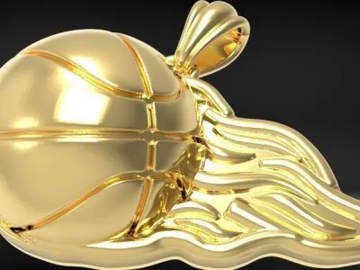 3D Flaming Basket Ball Pendant Charm Necklace Jewelry 3D print model