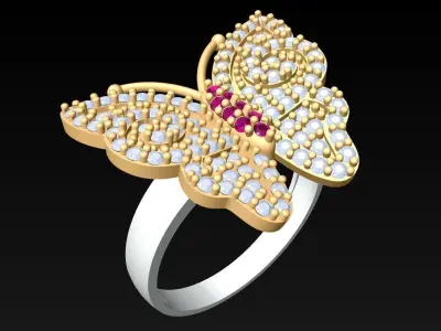 Butterfly Rings - Womens Rings -N2189 3D print model