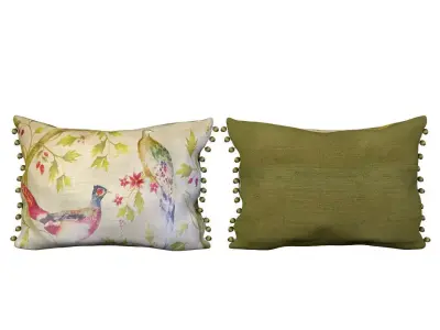 Voyage Cushion - Peacocks -Pom Pom Pillow 3D model