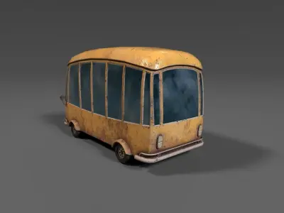 Stylized Cartoony Bus or Van - REMASTERED Low-poly 3D model