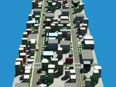 Low Poly City Model 3D Free low-poly 3D model