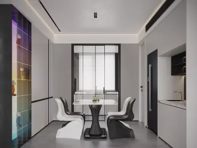 Modern living room dining room interior scenes 149 3D model
