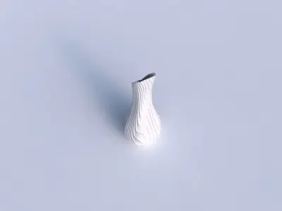 Vase top bent hexagon 2 with wavy extruded lines 3 3D print model