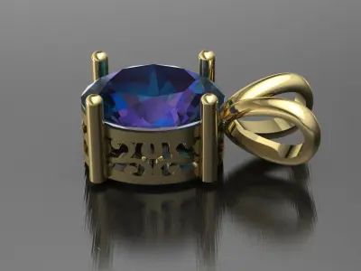 Oval stone pendant or earring 3D print model