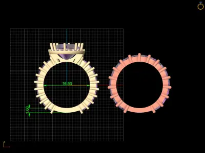 Lux set ring silver gold sterling printable jewelry 3D model 3D print model