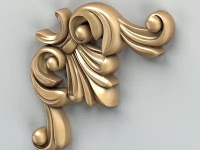 Carved decor corner 003 3D model