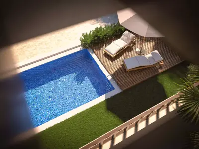 Modern Tropical Luxury Villa Exterior Scene 3D model