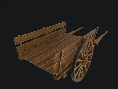 Old Wooden Cart Low-poly 3D model