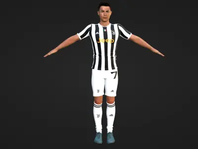 Cristiano Ronaldo - Juventus - Two Models Low-poly 3D model