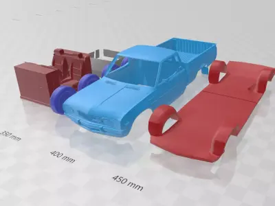 Datsun 620 KingCab 1977 - Separate Parts STL Model 3D print model