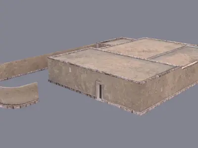 Old houses Low-poly 3D model