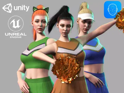 Streetwear Girl 2-8 - Casual Wear Girls Pack 3 Game-Ready Low-poly 3D model