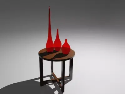 Glass Vases and Table - Vasos de Vidro Low-poly 3D model