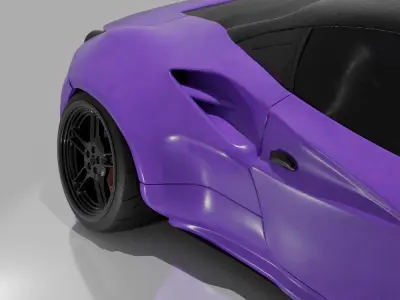 Ferarri 488 Wide body kit Low-poly 3D model