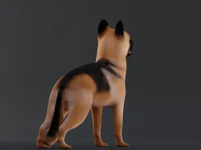 Dog German Shepherd Low Poly Model Game AR VR Low-poly 3D model