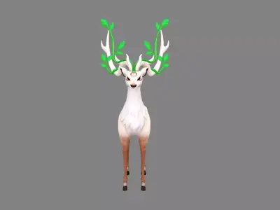 Cartoon Pink Deer Low-poly 3D model