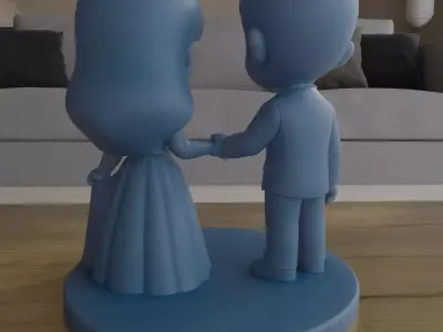 Cute Wedding Couple STL 3D Model 3D print model
