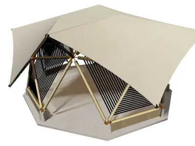 BAMBOO CANOPY GEODESIC TENT BAKED 3D model